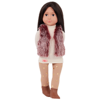 DOLL W/RED FUR VEST LEI